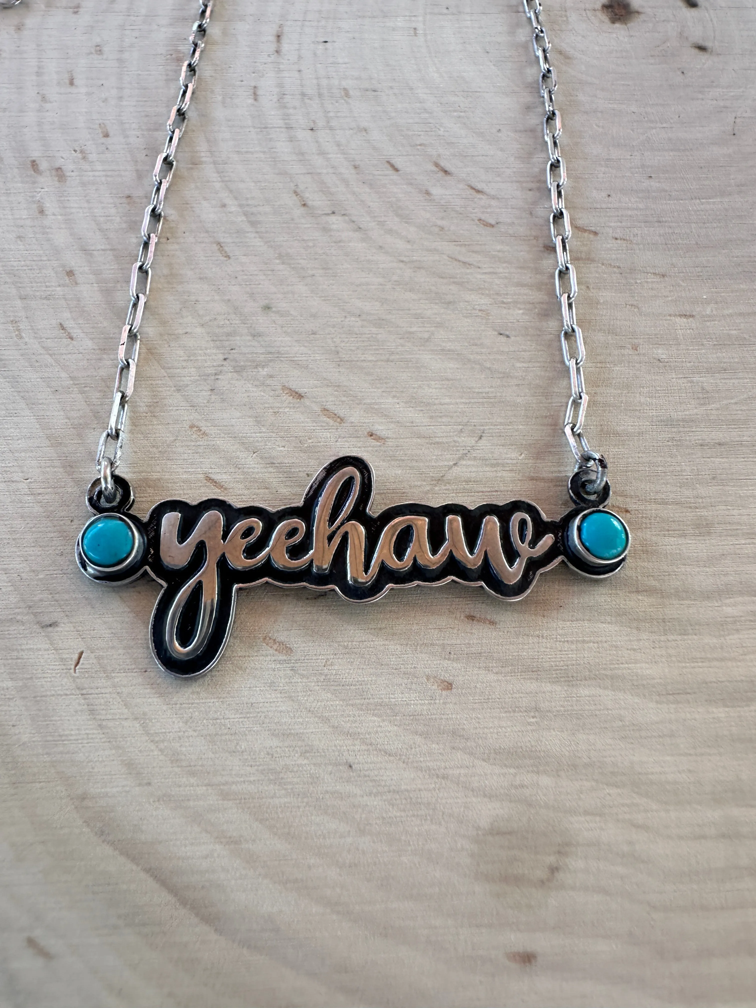 YEEHAW Handmade Sterling Silver Turquoise Necklae 15-17”