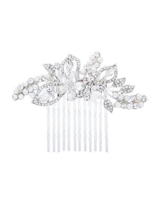 Yellow Chimes Comb Pin for Women Hair Accessories for Women Floral Comb Clips for Hair for Women White Crystal Hair Pin Bridal Hair Accessories for Wedding Side Pin/Comb Pin/Juda Pin Accessories